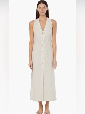 NWT Onia Air Linen Button Down Stripe Maxi Dress Size XL Coastal Chic Resortwear